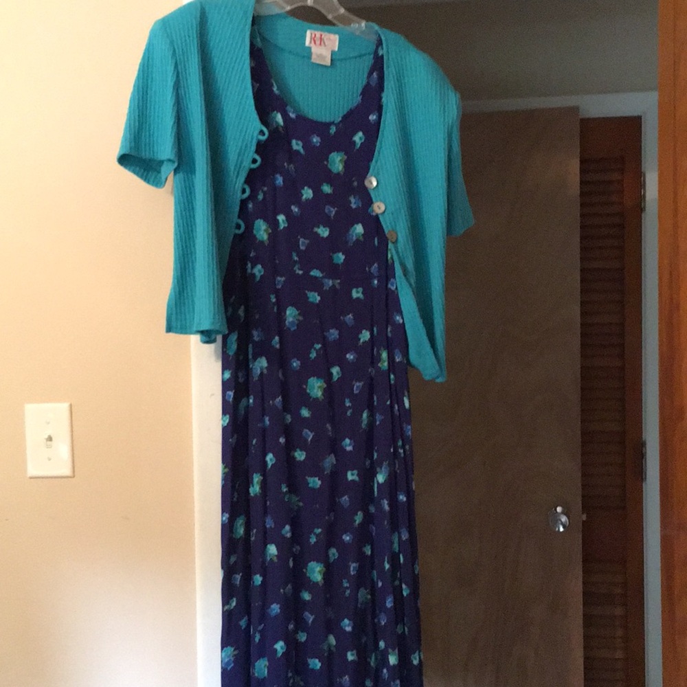 Vintage blue sundress with matching cardigan
